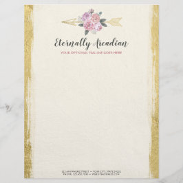 魅惑的なボヘミアンフローラアローズピンク金ゴールドボホ レターヘッド