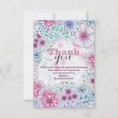 魅惑的なボヘミアン牧草地の花ベビーシャワー サンキューカード (正面)