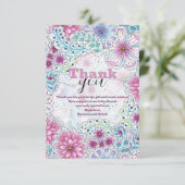 魅惑的なボヘミアン牧草地の花ベビーシャワー サンキューカード (スタンド正面)