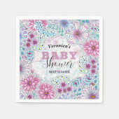 魅惑的なボヘミアン牧草地の花ベビーシャワー スタンダードカクテルナプキン (正面)