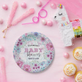 魅惑的なボヘミアン牧草地の花ベビーシャワー ペーパープレート (パーティー)