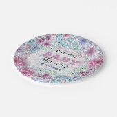 魅惑的なボヘミアン牧草地の花ベビーシャワー ペーパープレート (アングル)