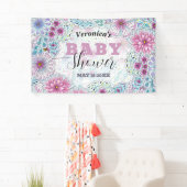 魅惑的なボヘミアン牧草地の花ベビーシャワー 横断幕 (インサイチュ)