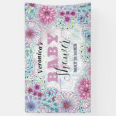 魅惑的なボヘミアン牧草地の花ベビーシャワー 横断幕 (縦)