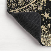 魅惑的なマンダラと金ゴールド星オンブラック マウスパッド (コーナー)