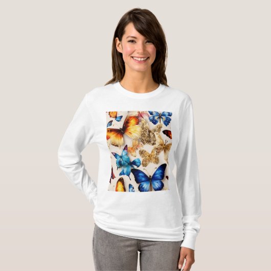 魅惑的なメタリックバタフライTシャツコレクション Tシャツ (正面フル)