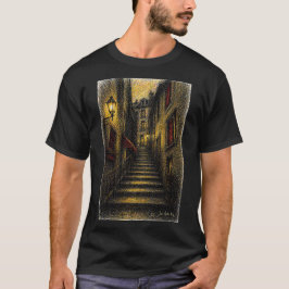 魅惑的なヨーロッパの路地スケッチ壁アート Tシャツ