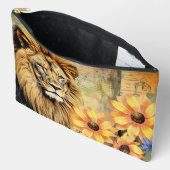 魅惑的なライオンヘッド&ひまわり化粧用ポーチ アクセサリーポーチ (見開き)