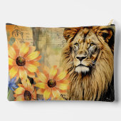 魅惑的なライオンヘッド&ひまわり化粧用ポーチ アクセサリーポーチ (裏面)