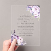 魅惑的なラベンダーヘイズ結婚フローラ アクリル招待状 (インサイチュ (ポータブル))