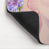 魅惑的なレトロ女性ヴィンテージ紫色の水色 マウスパッド (コーナー)