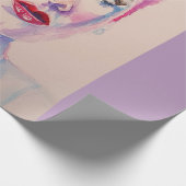魅惑的なレトロ女性ヴィンテージ紫色の水色 ラッピングペーパー (角)