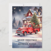 魅惑的なヴィンテージクリスマスシーンホリデイ カード (正面)