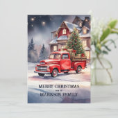 魅惑的なヴィンテージクリスマスシーンホリデイ カード (スタンド正面)