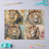 魅惑的なヴィンテージライオンヘッズ&フローラ 薄葉紙 (クラフト)