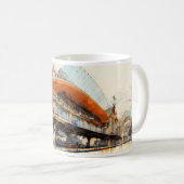 魅惑的なヴィンテージ駅のスケッチ コーヒーマグカップ (正面右)