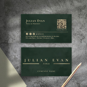 魅惑的な光沢のあるヴィンテージエメラルドグリーン&金ゴールド 名刺