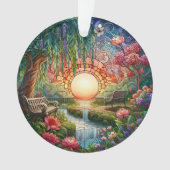 魅惑的な公園ステンドグラスのモザイク オーナメント (正面)