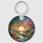 魅惑的な公園ステンドグラスのモザイク キーホルダー (裏面)