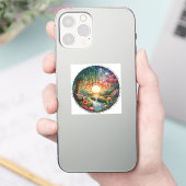 魅惑的な公園ステンドグラスのモザイク シール (スマートフォン)