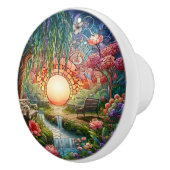 魅惑的な公園ステンドグラスのモザイク セラミックノブ (右)