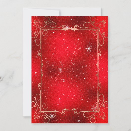 魅惑的な冬のフローラホワイトポインセティアスオンレッド 招待状 (裏面)