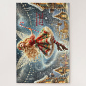 魅惑的な冬の村のクリスマスの妖精 ジグソーパズル (縦)