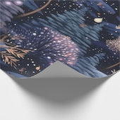 魅惑的な冬の森のクリスマス ラッピングペーパー (角)