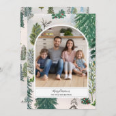 魅惑的な冬の森クリスマスフォトカード シーズンカード (正面/裏面)