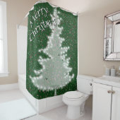 魅惑的な冬の輝くクリスマスツリー シャワーカーテン (インサイチュ)