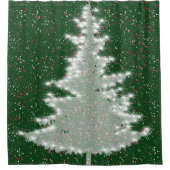 魅惑的な冬の輝くクリスマスツリー シャワーカーテン (正面)