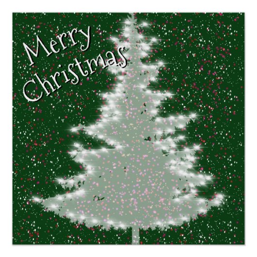 魅惑的な冬の輝くクリスマスツリー ポスター (正面)