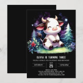 魅惑的な印刷可能な牛誕生日 招待状 (正面/裏面)