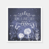 魅惑的な夕暮れの空の星と結婚葉 スタンダードカクテルナプキン (正面)