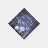 魅惑的な夕暮れの空の星と結婚葉 スタンダードカクテルナプキン (角)