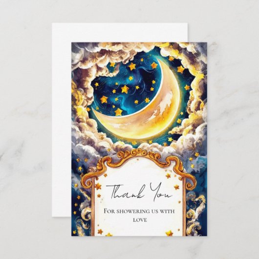 魅惑的な天の赤ちゃんシャワー サンキューカード (正面/裏面)