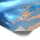 魅惑的な山の湖、神秘的な青い霧 ポスター (角)