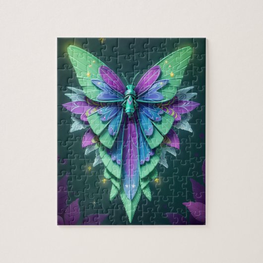 魅惑的な庭の神秘的な月に照らされた妖精 ジグソーパズル (縦)