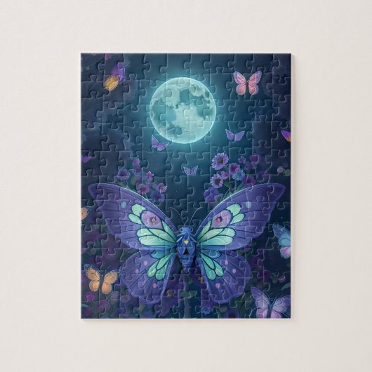 魅惑的な庭の神秘的な月に照らされた妖精 ジグソーパズル (縦)