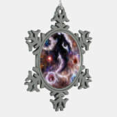 魅惑的な抽象芸術星雲 スノーフレークピューターオーナメント (左)