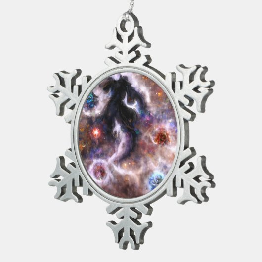 魅惑的な抽象芸術星雲 スノーフレークピューターオーナメント (右)