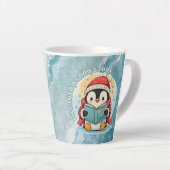 魅惑的な書籍好きペンギンのラテコーヒーマグ カフェラテマグ (右アングル)