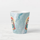 魅惑的な書籍好きペンギンのラテコーヒーマグ カフェラテマグ (正面)