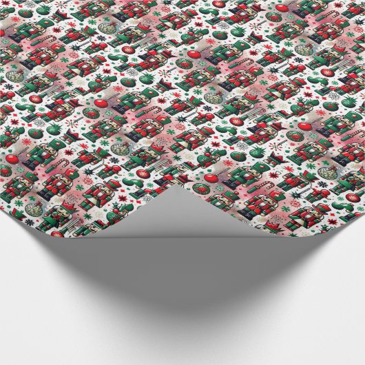 魅惑的な木製のくるみ割り器の水彩背景 ラッピングペーパー (角)