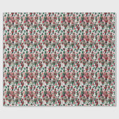 魅惑的な木製のくるみ割り器の水彩背景 ラッピングペーパー (フラット)