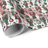 魅惑的な木製のくるみ割り器の水彩背景 ラッピングペーパー (ロールコーナー)