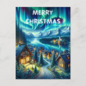 魅惑的な森のクリスマスカードの中のキャビン ポストカード (正面)