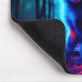 魅惑的な森の中の神秘的白熱［赤熱］光を放つなネオン狐 マウスパッド (コーナー)