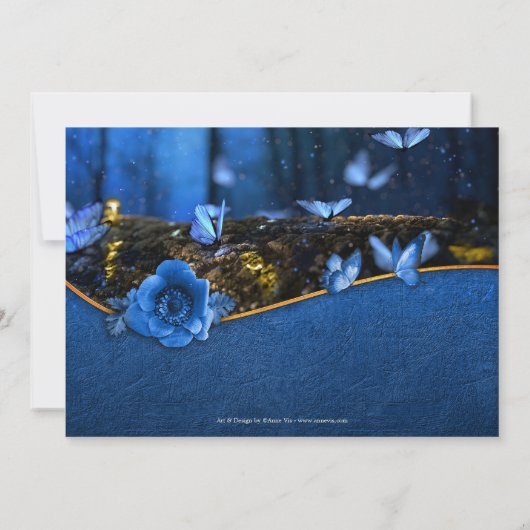 魅惑的な森の蝶のリハーサルディナー 招待状 (裏面)