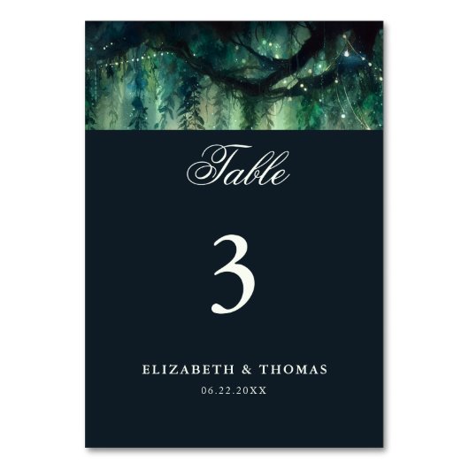 魅惑的な森の魔法のガーデンエレガントな結婚式 テーブルナンバー (正面)